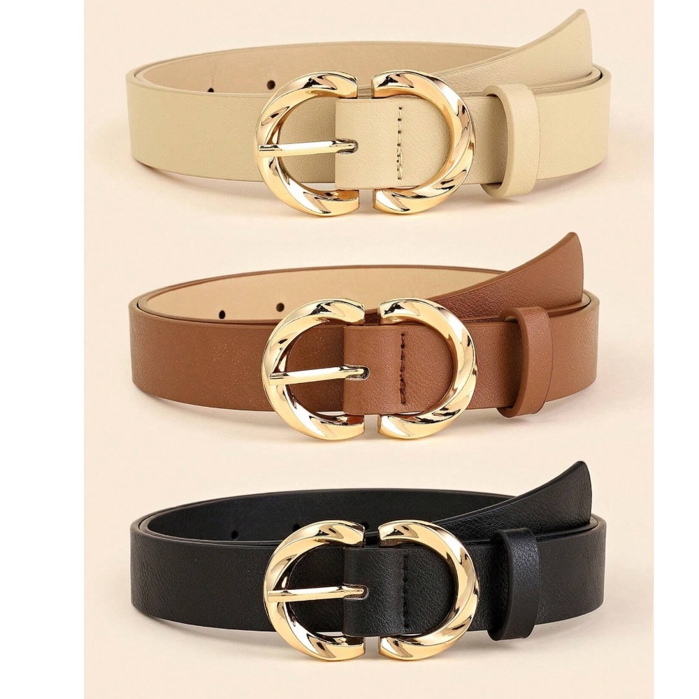 Luxe Vegan Leather Minimalist Skinny Belt Set
